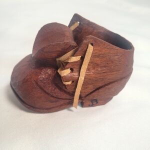 Hand Carved Folk Art Wood Work Boot